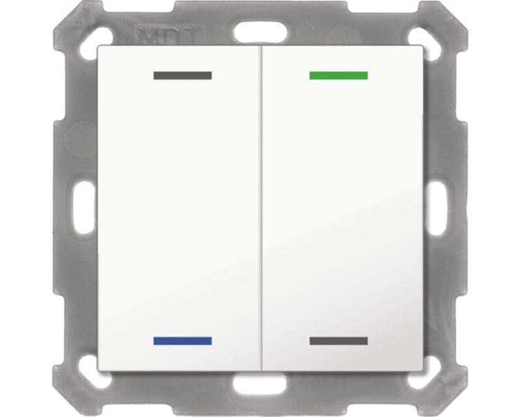 MDT - MDT KNX Taster Light 55 x 55 mm 2-fach RGBW, reinweiß glänzend, Neutral