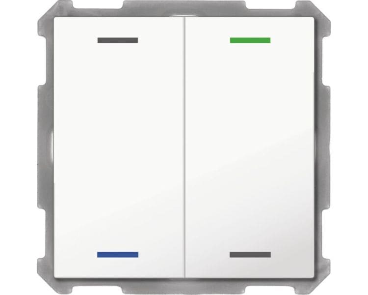 MDT - MDT KNX Taster Light 63 x 63 mm 2-fach mit Temp.sensor reinweiß, Neutral