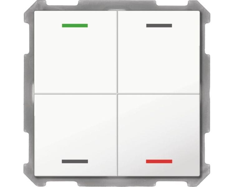MDT - MDT KNX Taster Light 63 x 63 mm 4-fach mit Temp.sensor reinweiß, Neutral