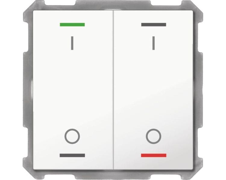 MDT - MDT KNX Taster Light 63 x 63 mm 2-fach ohne Temp.sensor reinweiß, Schaltsymbol