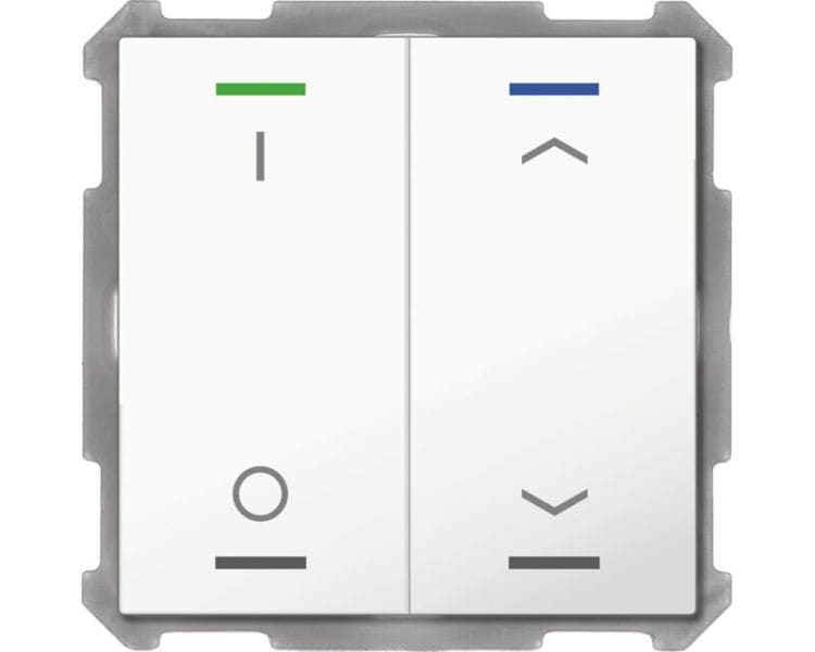 MDT - MDT KNX Taster Light 63 x 63 mm 2-fach ohne Temp.sensor reinweiß, Schalten/Jal.