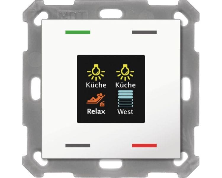 MDT - MDT KNX 55 x 55 mm Taster Smart 4-fach mit Farbdisplay und Temp.sensor reinweiß