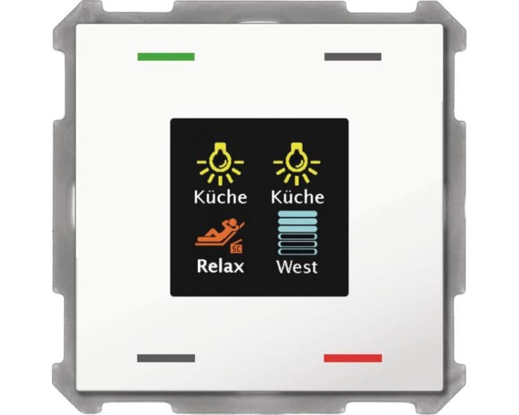 MDT - MDT KNX Taster Light 63 x 63 mm 4-fach mit Farbdisplay reinweiß glänzend