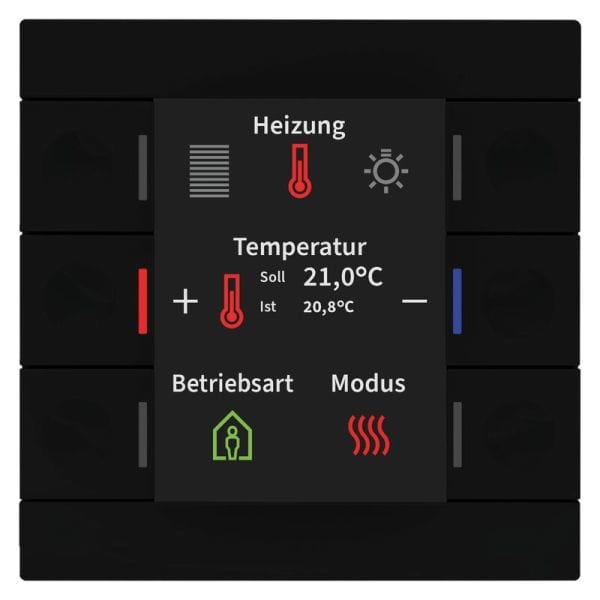 MDT - MDT KNX Taster Smart 86 mit Farbdisplay und RTR Kunststoff schwarz matt