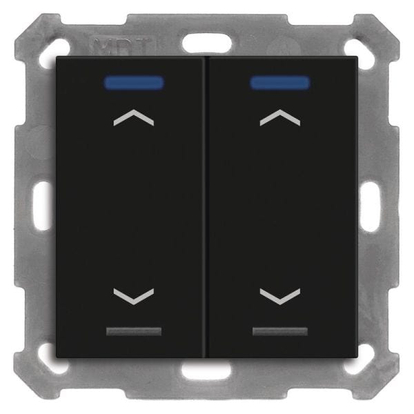 MDT - MDT KNX Taster Light 55x55mm 2fach, RGBW mit Temp., schwarz matt, Jalousie