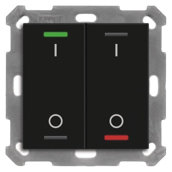 MDT - MDT KNX Taster Light 55x55mm 2fach, RGBW mit Temp., schwarz matt, Schalten