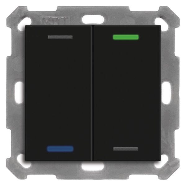 MDT - MDT KNX Taster Light 55x55mm 2fach, RGBW mit Temp., schwarz matt, Neutral