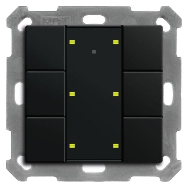 MDT - MDT KNX Taster Plus 55x55 6-fach schwarz matt