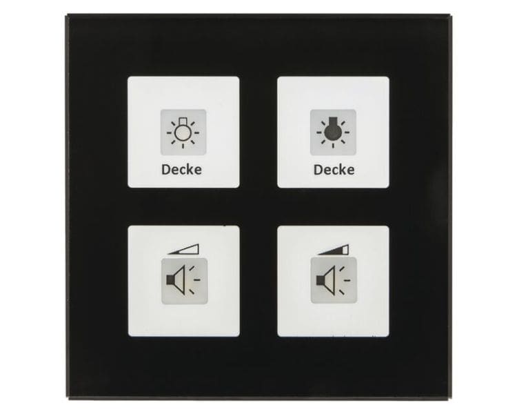 MDT - MDT KNX-RF+ Tastsensor 4-fach Plus mit Aktor und Temp.fühler Glas schwarz