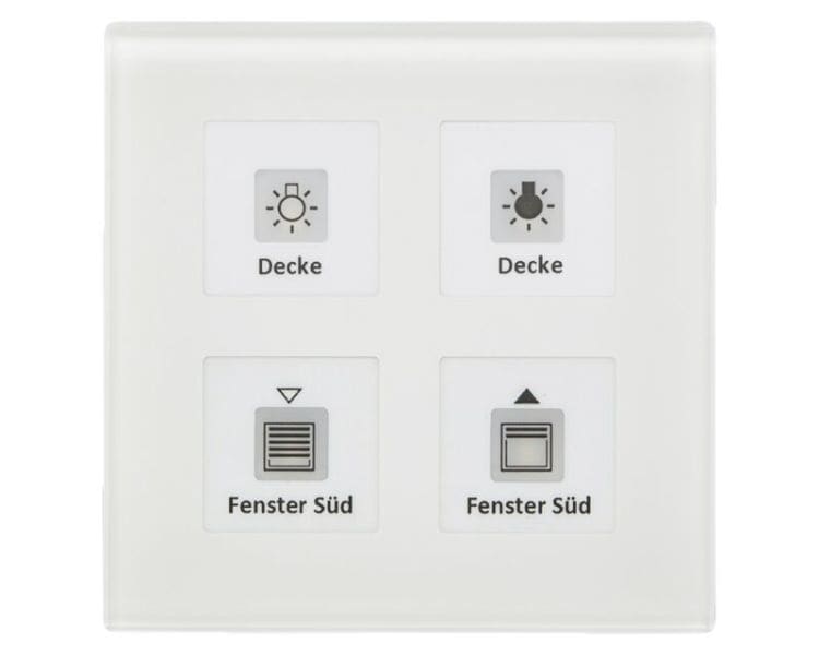 MDT - MDT KNX-RF+ Tastsensor 4-fach Plus mit Aktor und Temp.fühler Glas weiß