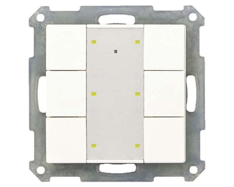 MDT - MDT KNX-RF+ Tastsensor 6-fach Plus mit Schaltaktor reinweiß matt