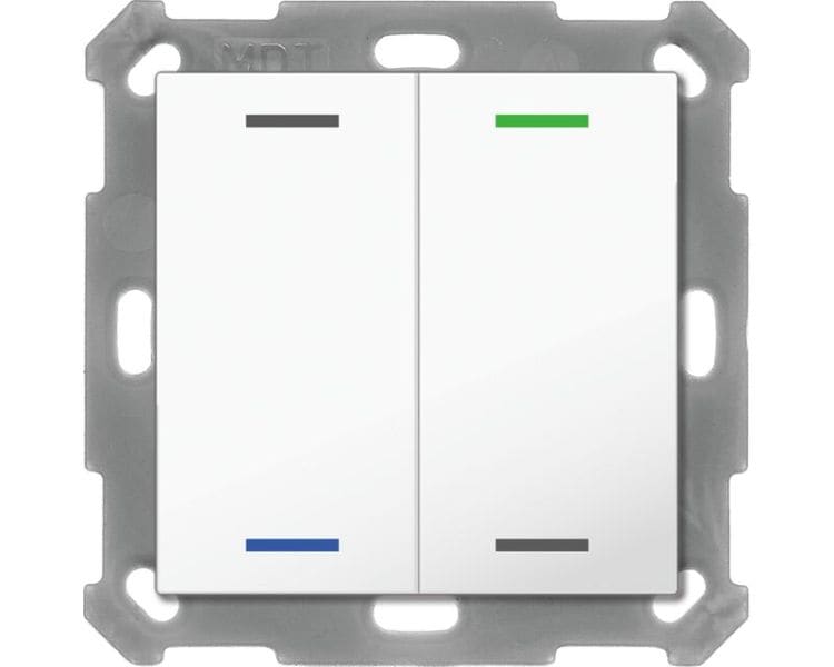 MDT - MDT KNX RF+ Taster Light 55 2f, RGBW mit Temp., reinweiß gl., Neutral, secure