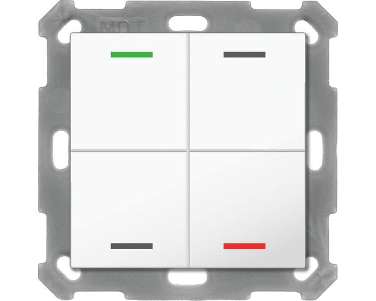 MDT - MDT KNX RF+ Taster Light 55 4f, RGBW mit Temp., reinweiß gl., Neutral, secure