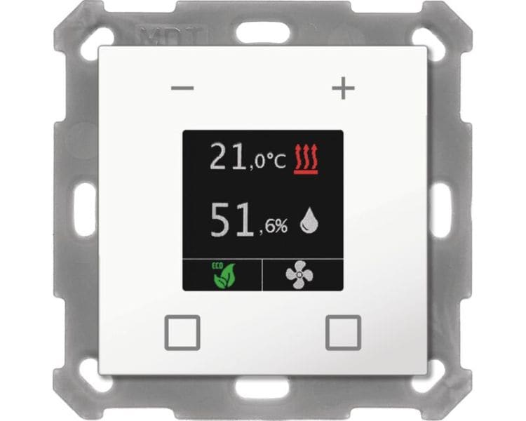 MDT - MDT KNX 55 x 55 mm Temperaturregler mit Display reinweiß glänzend UP