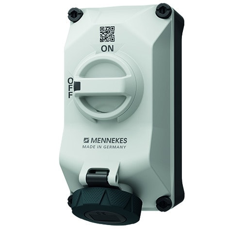 MENNEKES - DUO Wanddose abschaltbar 16A 4P 5h 690V IP67 mit Hilfskontakt