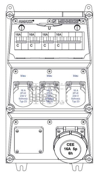 MENNEKES - AMAXX Rosenbauer, IP54 3xSSD Typ23, 1xCEE 16/5, 3xLS + Abs.