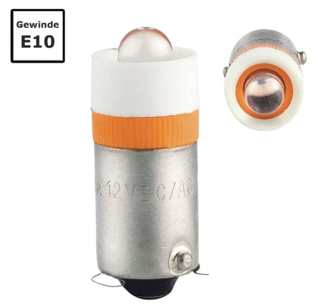 SIRENA - LED S 12 V AC/DC, 16 mA, E10, orange widerstandsfest gegen Vibrationen