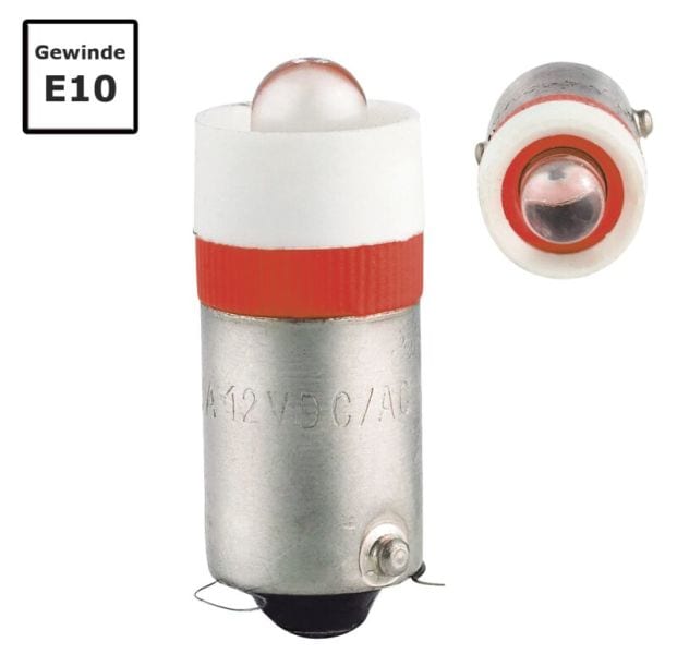 SIRENA - LED S 6 V AC/DC, 16 mA, E10, rot widerstandsfest gegen Vibrationen