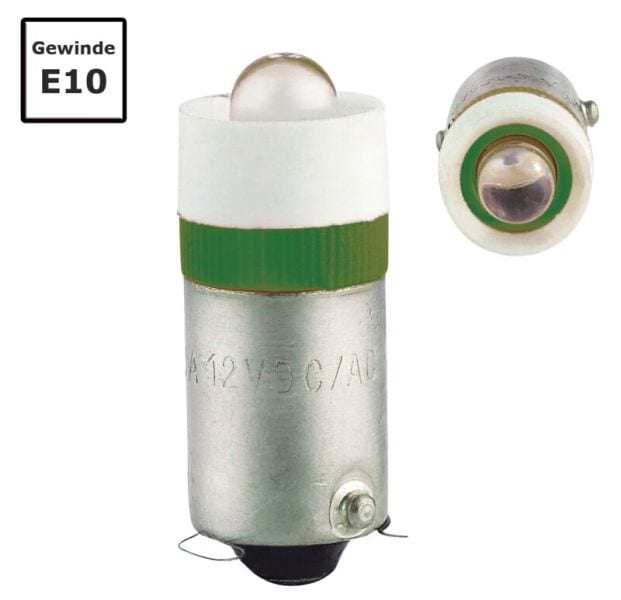 SIRENA - LED S 6 V AC/DC, 16 mA, E10, grün widerstandsfest gegen Vibrationen