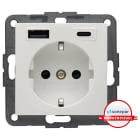 BERKER - MS! S.1/B.x SSD mit 1x USB A/1x USB C AC 20W PD, polarweiß glänzend