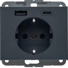 BERKER - BERKER K.1 SSD mit 1x USB A/1x USB CAC 20W PD, anthrazit matt