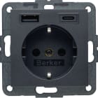 BERKER - BERKER S.1/B.x SSD mit 1x USB A/1x USB CAC 20W PD, anthrazit matt