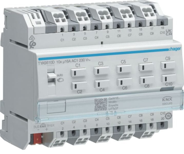 HAGER - HAGER Schalt-/Jalousieaktor 10/5-fachKNX Secure, 16A, C-Last