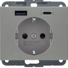 BERKER - BERKER K.5 SSD mit 1x USB A/1x USB CAC 20W PD, Edelstahl