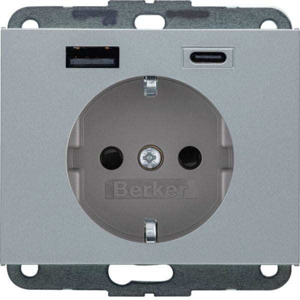 BERKER - BERKER K.5 SSD mit 1x USB A/1x USB CAC 20W PD, alu matt