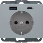 BERKER - BERKER K.5 SSD mit 1x USB A/1x USB CAC 20W PD, alu matt