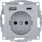BERKER - BERKER S.1/B.x SSD mit 1x USB A/1x USB CAC 20W PD, alu matt