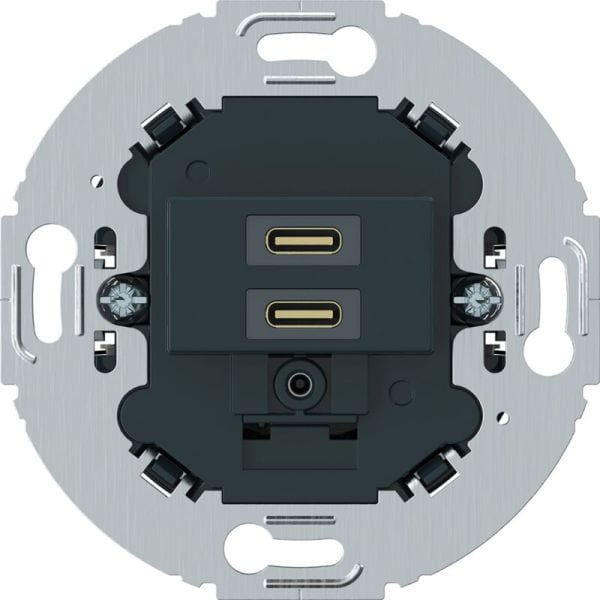 BERKER - BERKER USB-C-Ladesteckdose 230 V, 2-fachPD20W, mit Tragring rund anthrazit matt