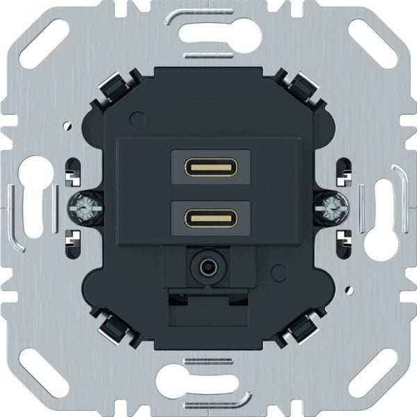 BERKER - BERKER USB-C-Ladesteckdose 230 V, 2-fachPD20W, mit Tragring eckig anthrazit matt
