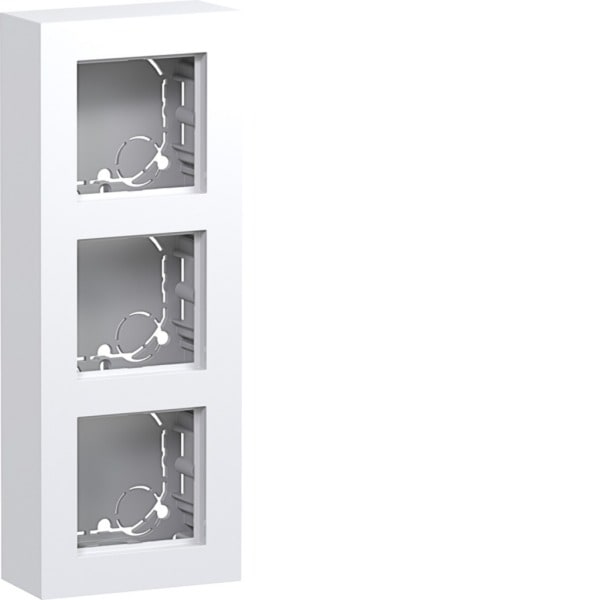 HAGER - A.8 Gehäuse 3fach flache Ausführung, lichtweiß glänzend, AP