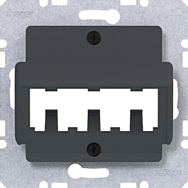 HAGER - A.x/C.x Zentralplatte für 3 MINI-COM Module, anthrazit matt, lack.
