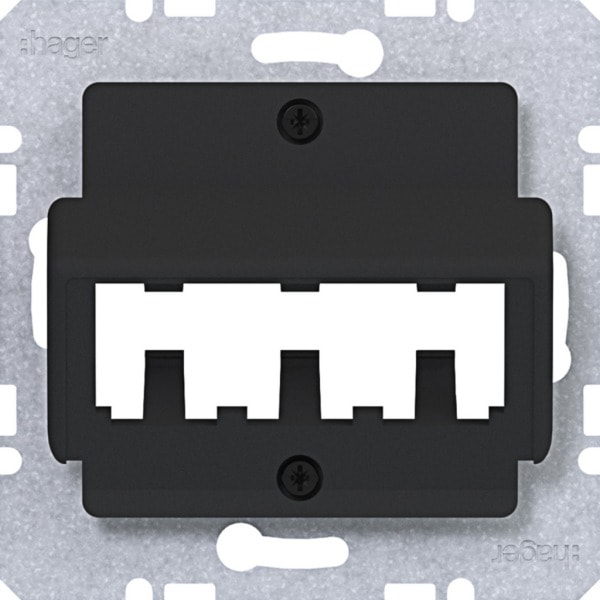 HAGER - A.x/C.x Zentralplatte für 3 MINI-COM Module, nachtschwarz matt