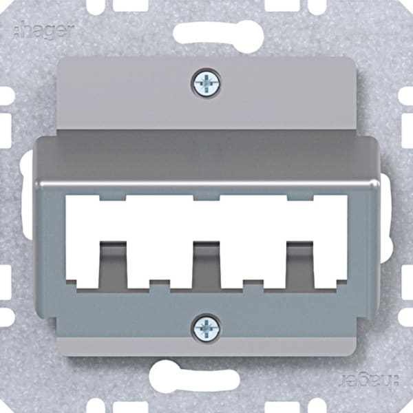 HAGER - A.x/C.x Zentralplatte für 3 MINI-COM Module, titan matt, lack.