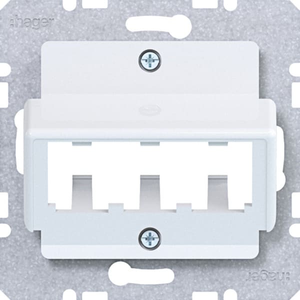 HAGER - A.x/C.x Zentralplatte für 3 MINI-COM Module, lichtweiß glänzend