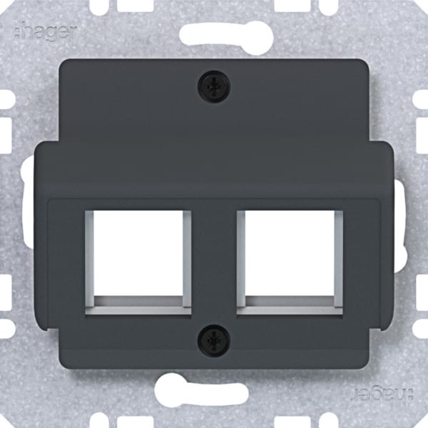HAGER - A.x/C.x Zentralpl. 2f. für AMP Jacks, 30°, anthrazit matt, lack.
