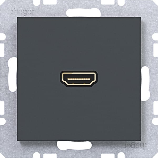 HAGER - A.x/C.x Steckdose HDMI 90° anthrazit matt, lack.