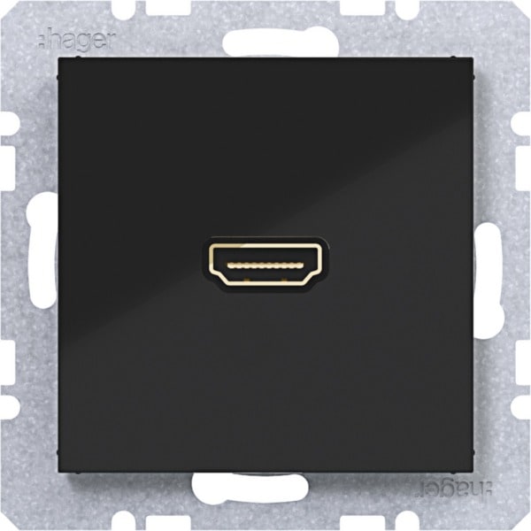 HAGER - A.x/C.x Steckdose HDMI 90° nachtschwarz glänzend