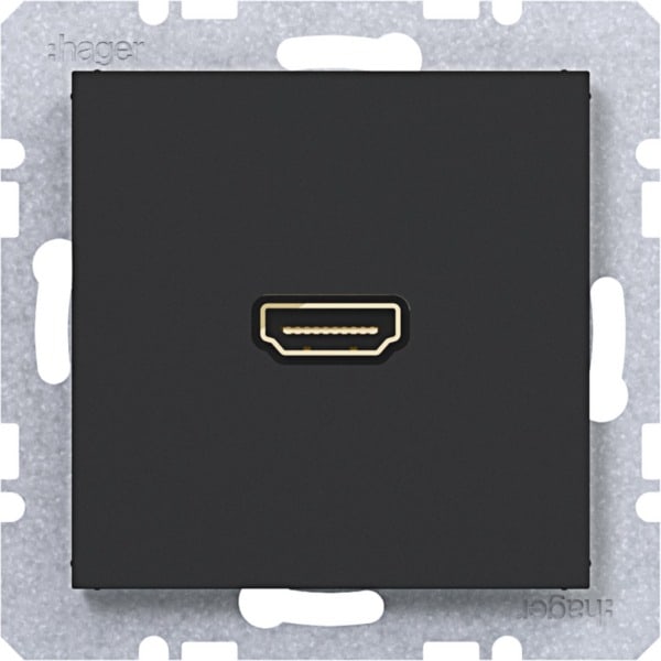 HAGER - A.x/C.x Steckdose HDMI 90° nachtschwarz matt