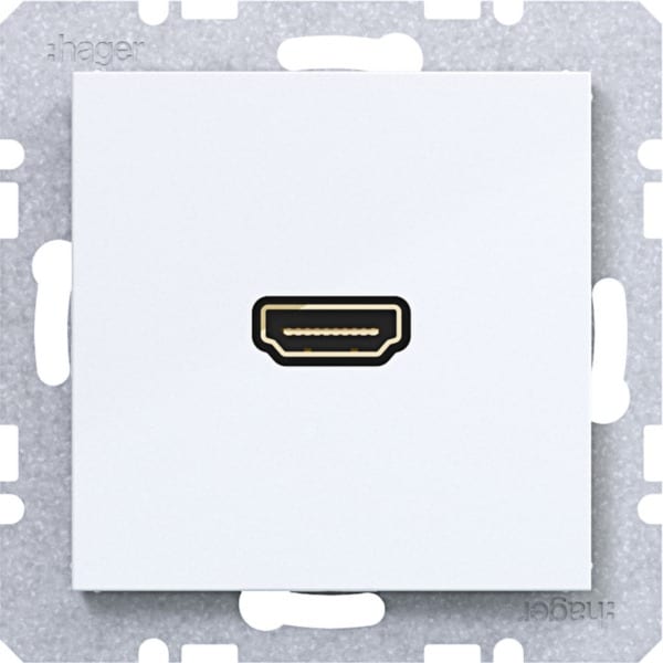HAGER - A.x/C.x Steckdose HDMI 90° lichtweiß glänzend