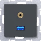 HAGER - A.x/C.x USB/3,5 mm Audio Steckdose, anthrazit matt, lack.