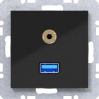 HAGER - A.x/C.x USB/3,5 mm Audio Steckdose, nachtschwarz glänzend