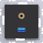 HAGER - A.x/C.x USB/3,5 mm Audio Steckdose, nachtschwarz matt