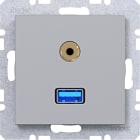HAGER - A.x/C.x USB/3,5 mm Audio Steckdose, titan matt, lack.