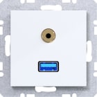 HAGER - A.x/C.x USB/3,5 mm Audio Steckdose, lichtweiß glänzend