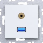 HAGER - A.x/C.x USB/3,5 mm Audio Steckdose, lichtweiß matt