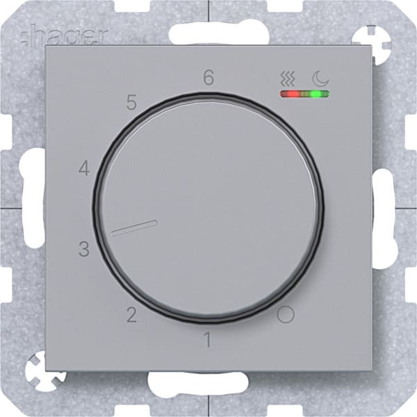 HAGER - A.x/C.x Temp.regler 230V/16A, Heizen/Kühlen, titan matt, lack.